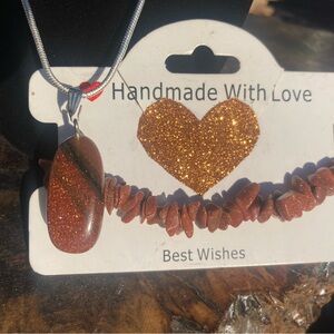 Handmade Goldstone Necklace and Bracelet Set